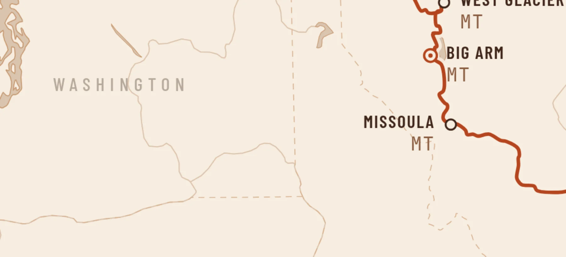 Close detail of the Canyon palette around Missoula and Big Arm